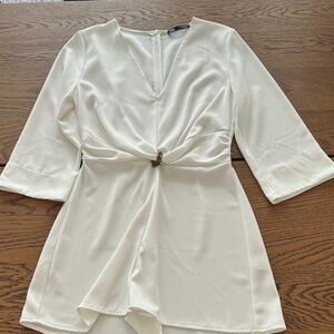Elegant Zara White Romper with Knot Detail